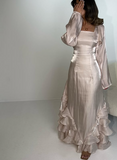 Vintage Pleated Ruffle Floor Length Ball Gown HZ1024