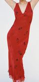 Sexy Red Strap Deep V Neck Mermaid Length Ankle Ball Gown Evening Dress HZ1024