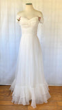 Vintage Ivory Off-The-Shoulder A-Line Floral Formal Prom Dress HZ1024