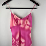 Vintage Pink Floral Ruffle Strap Short Ball Gown Evening Dress HZ1024