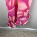 Vintage Pink Floral Ruffle Strap Short Ball Gown Evening Dress HZ1024