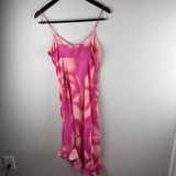 Vintage Pink Floral Ruffle Strap Short Ball Gown Evening Dress HZ1024