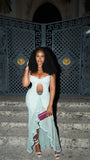 Chic Green Strap Hollow High-Low Ball Gown Evening Dress HZ1024