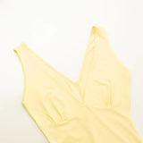 Elegant light yellow strap V-neck slit prom dress evening dress HZ1024