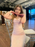 Mermaid Strap Pink Sweetheart Long Formal Prom Dress Evening Gown HZ1024