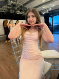 Mermaid Strap Pink Sweetheart Long Formal Prom Dress Evening Gown HZ1024