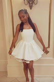 Beautiful White Strap A-line Short Party Dress Homecoming Dress HZ1024