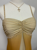 Vintage A-line Spaghetti Strap Beaded Chiffon Long Prom Dress Evening dress HZ1024