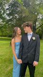 Sparkling Straps Blue Mermaid Prom Dress with Slits Bridesmaid Dress HZ1024