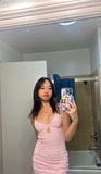 Sweet Pink Lace Halter Bodycon Backless Mini Party Dress Homecoming Dress HZ1024