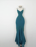 Vintage Strapless V-Neck Beaded Mermaid Chiffon Prom Dress Evening Dress HZ1024