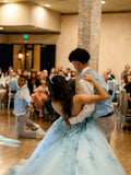 Beautiful Princess Dress Blue Off-the-shoulder Prom Dress A-line Floor-length Evening Dress HZ1024