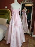 Sweet Pink A-Line Strappy Long Prom Dress Evening Gown HZ1024
