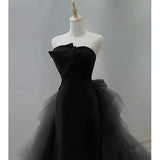 Brown Mermaid Satin Tulle Long Prom Dress, Brown Long Evening Dress HZ1024