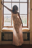 Vintage Floral Jacquard Spaghetti Strap Design Prom Dress Evening Dress HZ1024