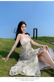 Simple Fashion Women Floaral Design Beach Holiday Halter Dress HZ1024