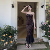 New Simple Holiday Floral Print Dress Sexy Spaghetti Strap Dress HZ1024