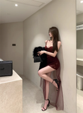 New Sexy Design Lace Mesh Slim Spaghetti Strap Dress HZ1024