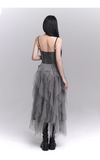 Simple Fashion Gray Rose Flower Design Women Spaghetti Strap Dress HZ1024