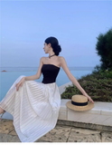 Simple Casual Design A-Line Women Strapless Dress HZ1024