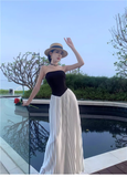 Simple Casual Design A-Line Women Strapless Dress HZ1024
