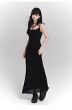 New Vintage High Quality Black Spaghetti Strap Dress HZ1024