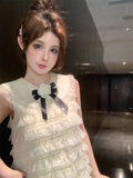 Fashion Beige Bow Lace Design A-line Sleeveless Strapless Homecoming Dress HZ1024