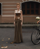Fashion Strapless Patchwork Butterflies Design A-line Women Dress HZ1024