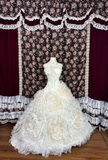 Elegant Ivory Tulle Strapless Pleated Sweet 16th Quinceanera A-Line Floor-length Evening Dress Prom Dress Ball Gown HZ1024