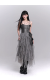 Simple Fashion Gray Rose Flower Design Women Spaghetti Strap Dress HZ1024