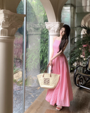 Simple Fashion Rose Pink Backless Loose-fitting Design A-line Spaghetti Strap Dress HZ1024