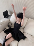 New Simple Square Collar Design A-line Sleeveless Spaghetti Strap Dress HZ1024