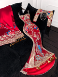 Sparkling Beaded Sequin Mermaid Design Exquisite Embroidery Gorgeous Evening Dress Prom Dresses HZ1024