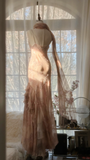Vintage Champagne Sparkling Elegant Beaded Gorgeous Chiffon Evening Dress Prom Dress HZ1024