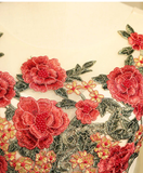 Vintage Red Floral Embroidery Design A-line Lace-up Satin Party Dress Homecoming Dress HZ1024