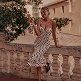Cute Dot Pattern Sweetheart Spaghetti Strap Sheath Long Summer Dress Prom Dress Evening Dress HZ1024