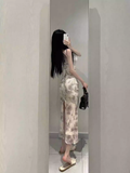 New Fashion Rose Floral Design A-line Sleeveless Spaghetti Strap Dress HZ1024
