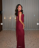 Chic Burgundy Off-the-shoulder Mermaid Floor-length Prom Dress Evening Dress HZ1024