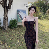 New Simple Holiday Floral Print Dress Sexy Spaghetti Strap Dress HZ1024