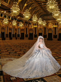 Gorgeous Shiny Beaded Sequined Sweetheart Design A-Line Wedding Dress Ball Gown Prom Dress Evening Dress HZ1024
