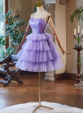Lavender Cute Sweetheart Homecoming Dress, Lavender Short Prom Dress HZ1024