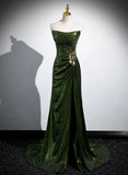A-line Green Sequins Mermaid Long Party Dress, Mermaid Sequins Green Prom Dress HZ1024