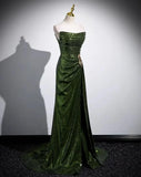 A-line Green Sequins Mermaid Long Party Dress, Mermaid Sequins Green Prom Dress HZ1024