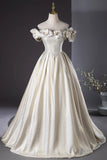 Elegant Champagne Long Prom Dresses, Beautiful Off the Shoulder Formal Dresses HZ1024