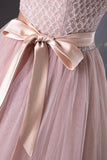 Pink Tulle Beaded Long Prom Dress, Lovely Pink Off the Shoulder Evening Party Dress HZ1024