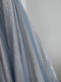 Blue Tulle Long Prom Dress, A-Line Off the Shoulder Blue Evening Party Dress HZ1024