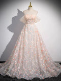 Lovely Three-dimensional Floral Floor Length Prom Dress, Off the Shoulder Evening Party Dress HZ1024