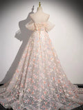 Lovely Three-dimensional Floral Floor Length Prom Dress, Off the Shoulder Evening Party Dress HZ1024