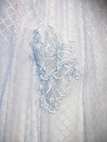 Blue Tulle Lace Long Prom Dress, Shiny A-Line Short Sleeve Evening Dress HZ1024