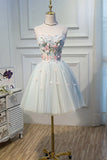 Lovely Strapless Tulle Lace Knee Length Prom Dress, A-Line Party Dress HZ1024
